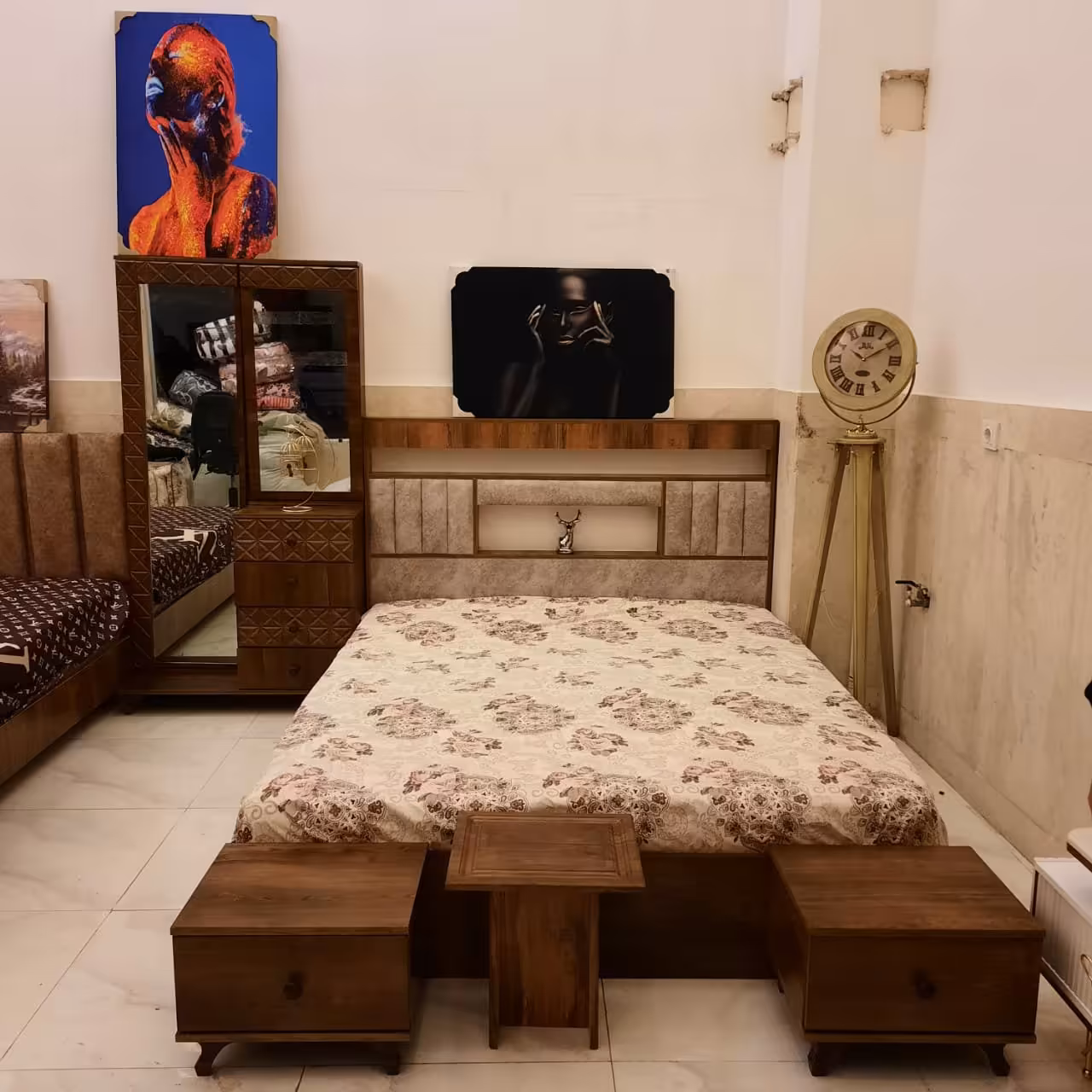 تخت خواب دونفره همراه با لوازم کد 355