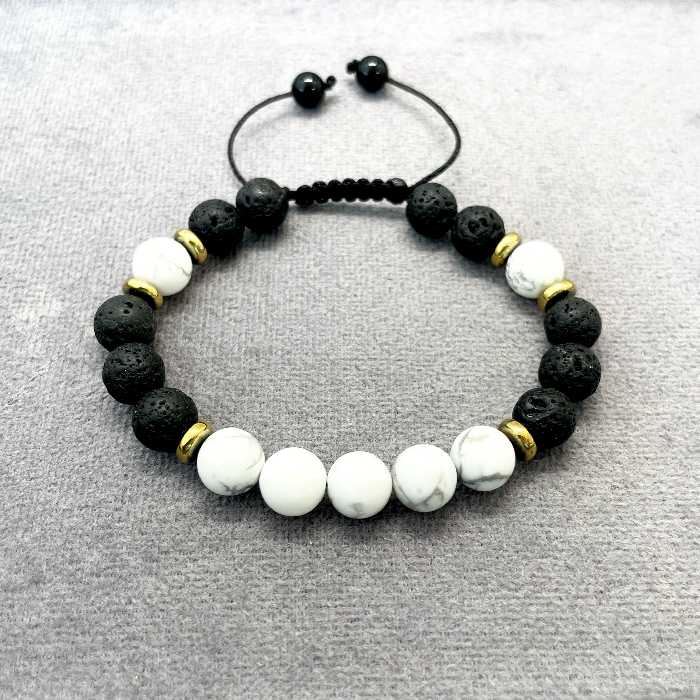 دستبند سنگ مدل اسپرت سنگ اصل هائولیت و لاوا