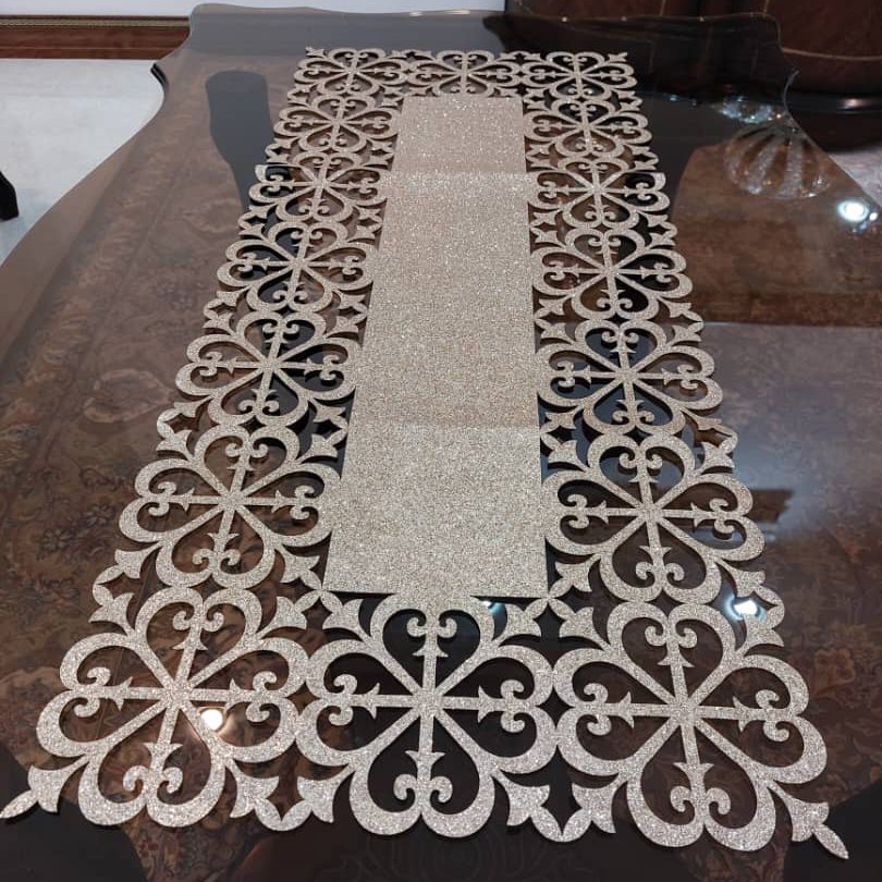 رانر رومیزی مستطیل چرم اکلیلی 80 سانتی مدل نیلوفر