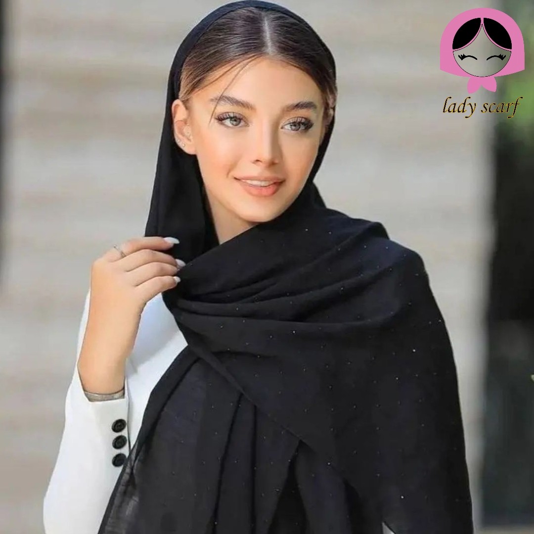 شال نخی مشکی نگین دار مجلسی