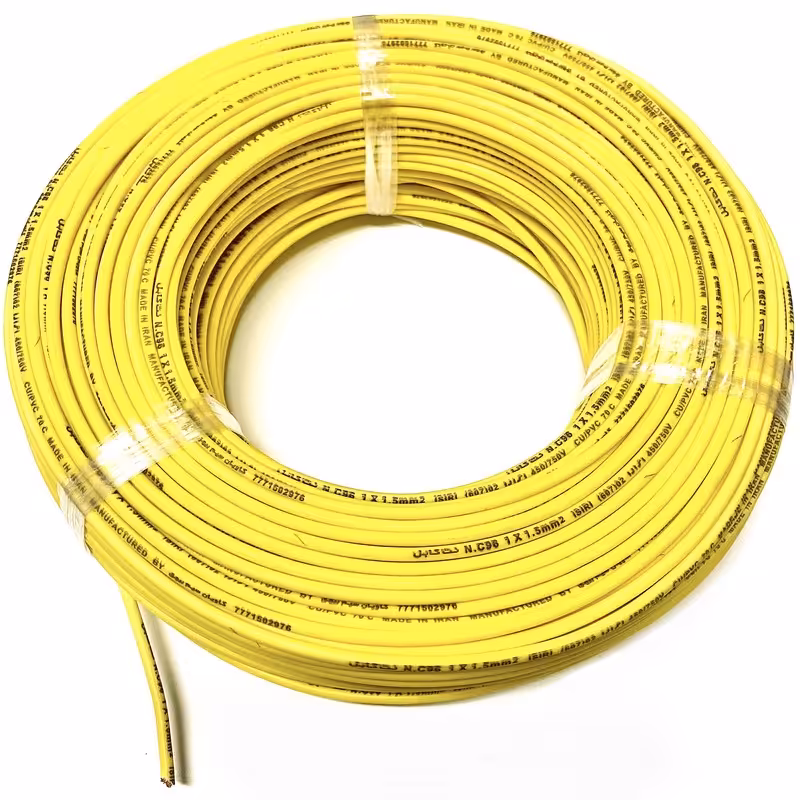 سیم برق 1 در 1/5 افشان زرد مس و استاندارد 