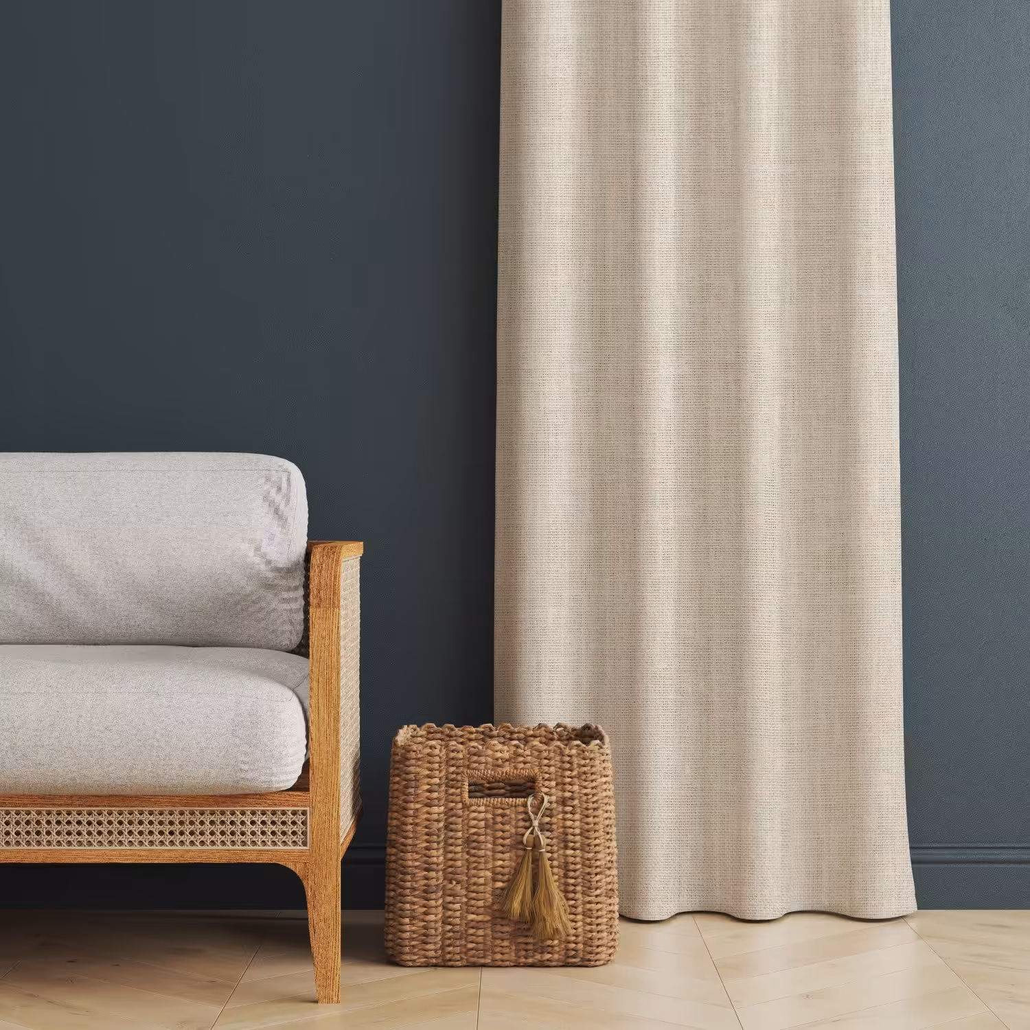 پرده کتان  بافت دار، پانچی یا گیره دار، ارتفاع دلخواه  (قیمت هر متر پر ده آماده)