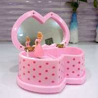 جعبه موزیکال دو قلب صورتی با عروسک رقاص فانتزی زیبا جذاب

