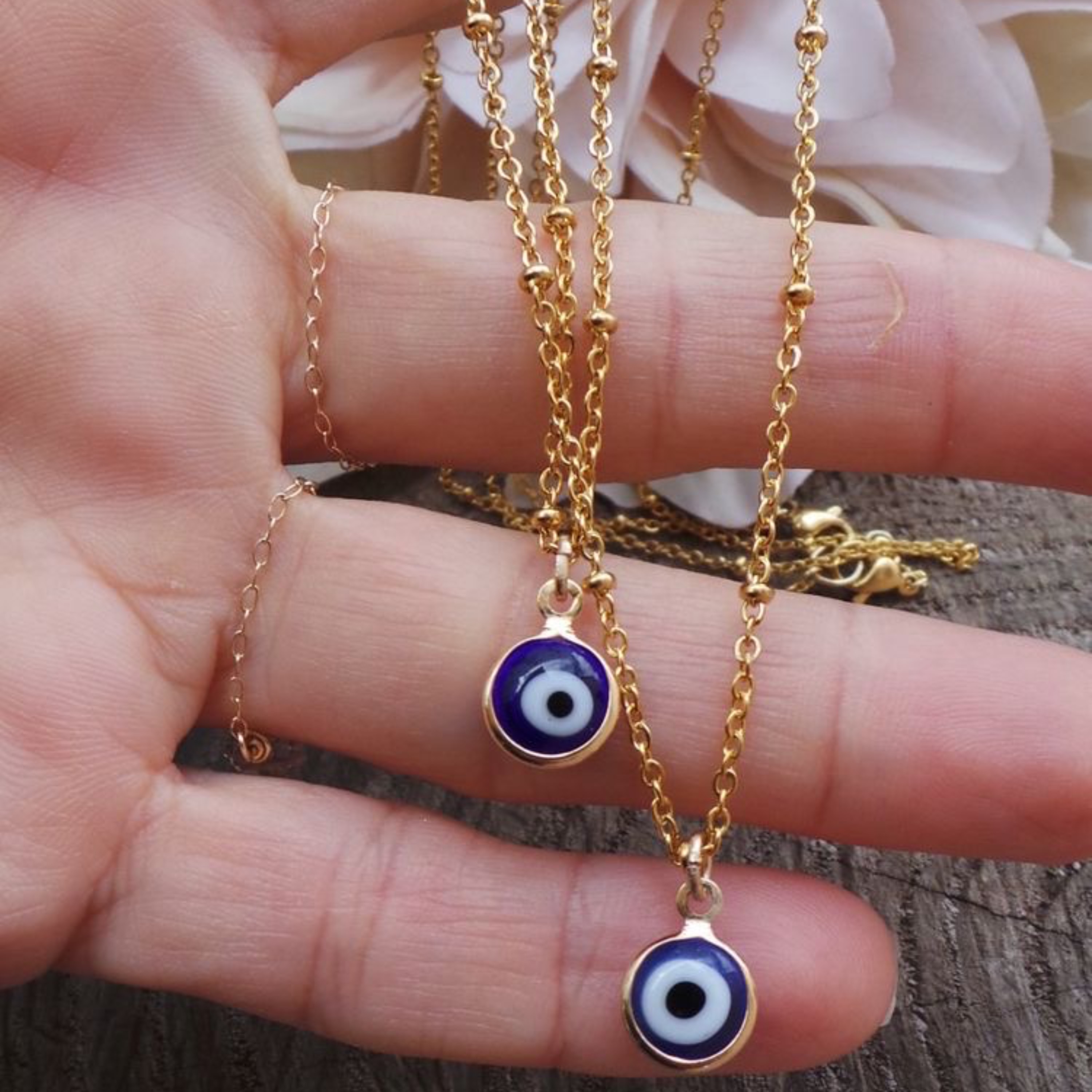 گردنبند با آویز چشم نظر  رنگ ثابت