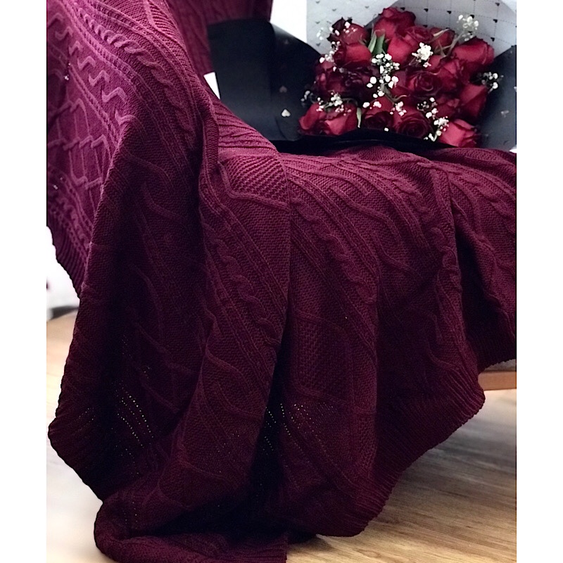 شال مبل مدل بافت رنگ زرشکی سایز 170