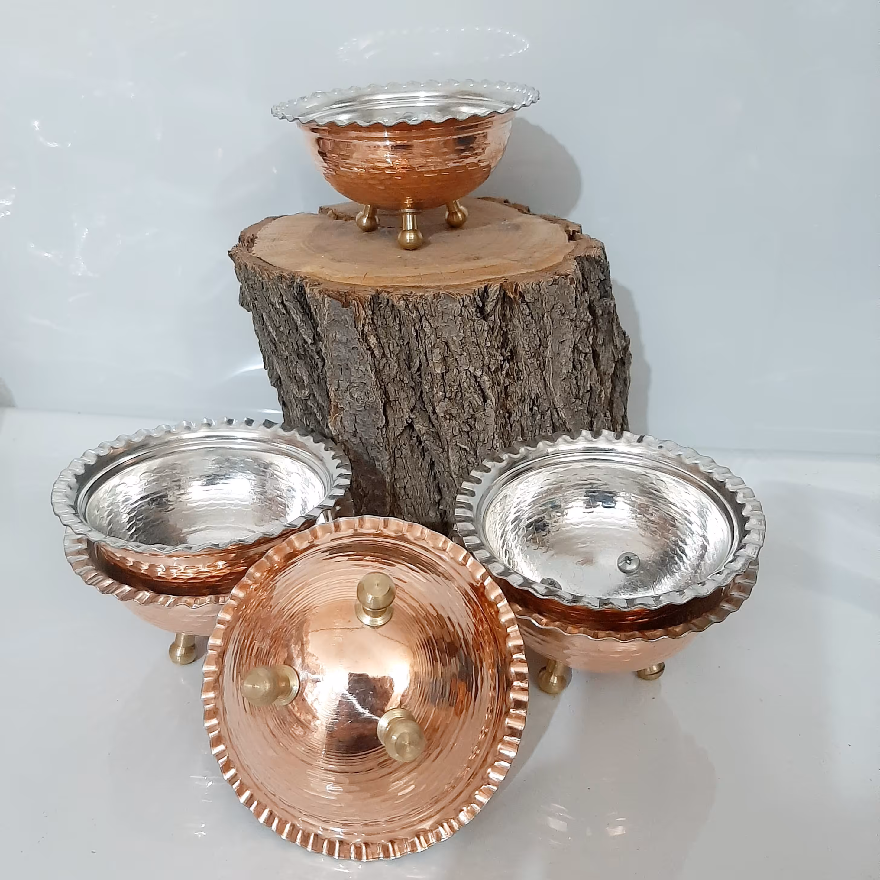 پیاله مسی چکشی 3عددی