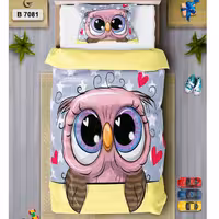 روتختی تک نفره چاپی طرح جغد جنس میکرو درجه یک رنگ زمینه آبی کد B7081