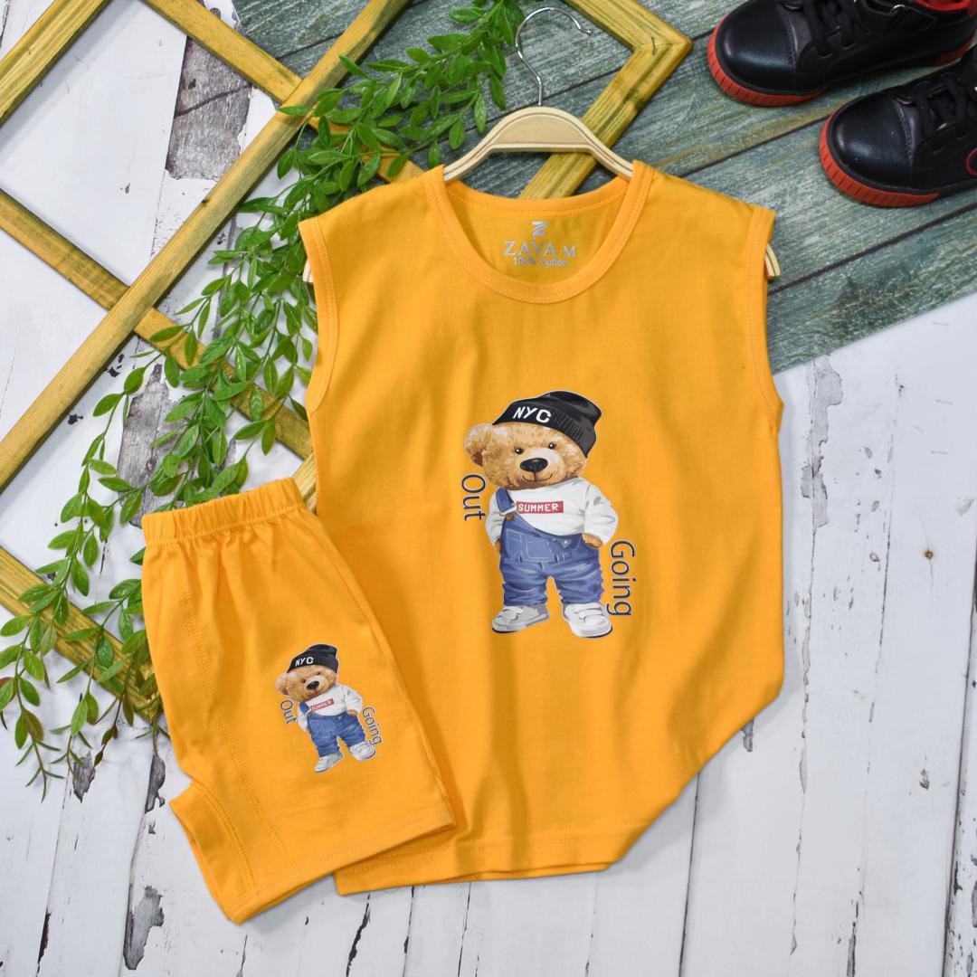 تاپ شورتک پسرانه خرس کلاه مشکی