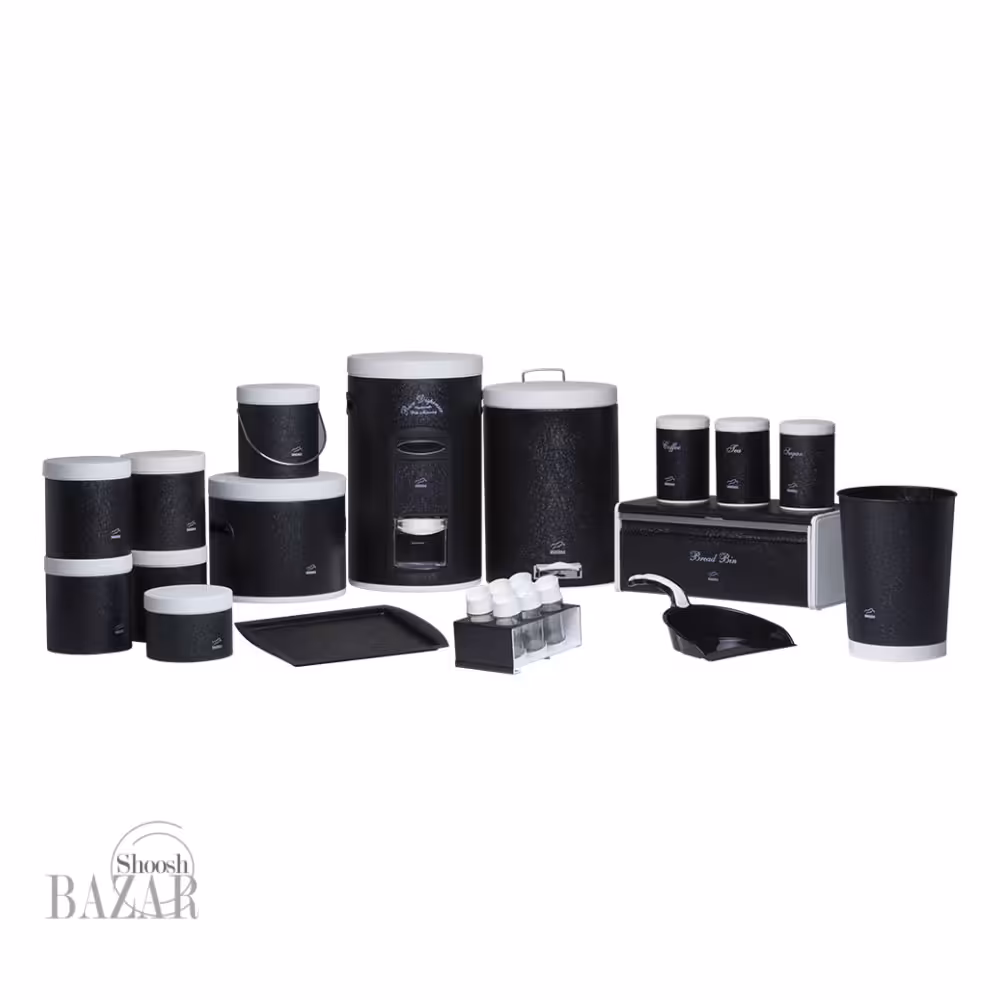 سرویس جهیزیه 23 پارچه مشکی چروک درب سفید بهازکالا 16280068