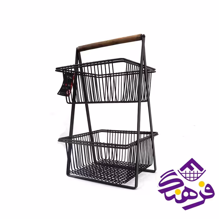 سبد سیب زمینی و پیاز 2 طبقه دسته چوبی ردفلاور مدل B388