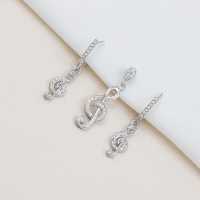 نیم ست نقره مدل نت موسیقی طرح سل روکش رادیوم کد 1684