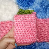 اسکاچ ظرف شویی بافتنی دو لایه سوزنی طرح مستطیل دست بافت صورتی 