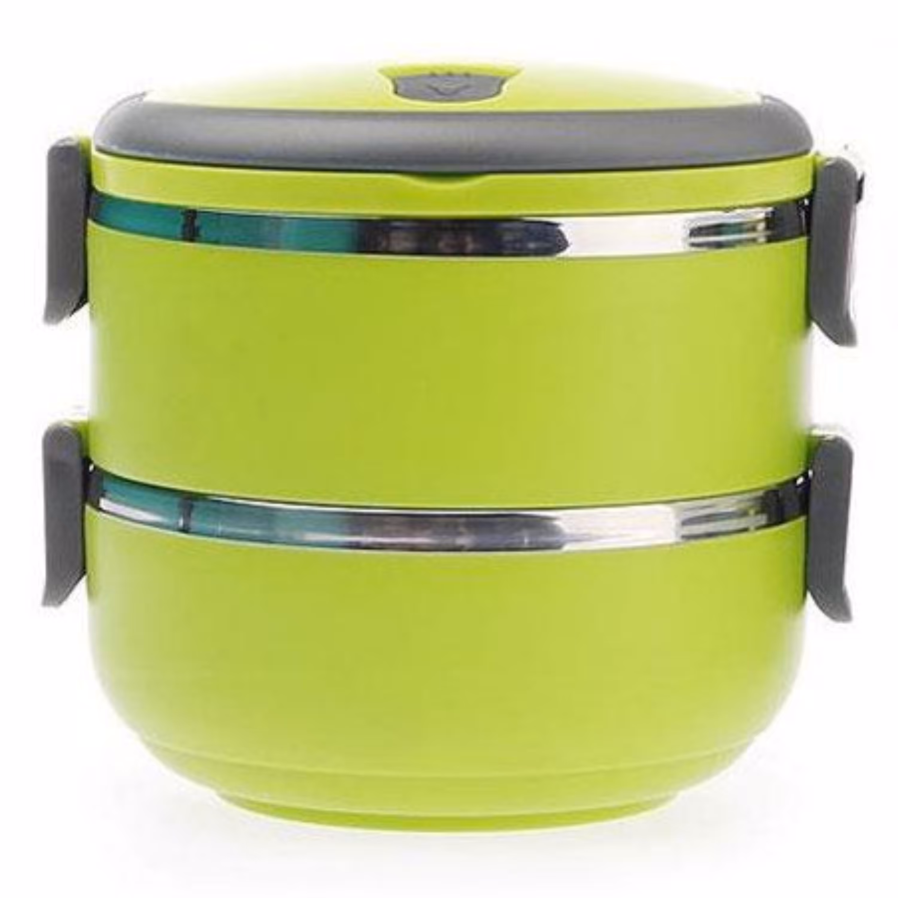 ظرف غذا دو طبقه دو جداره لانچ باکس دارای درب واشردار با محفظه خروج هوا