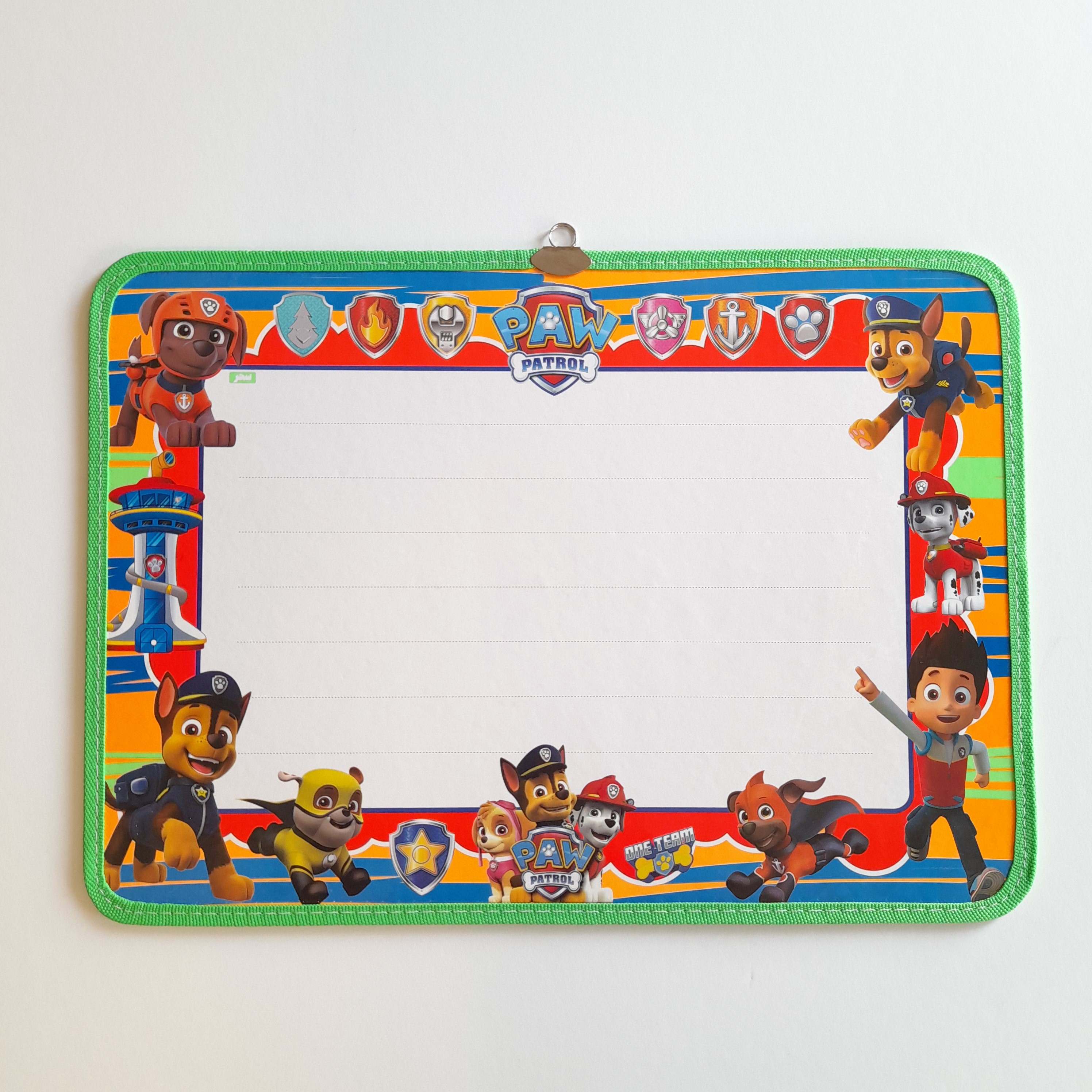 تخته وایت برد دورو قلاب دار  سایز بزرگ  طرح سگهای نگهبان پاپاترول