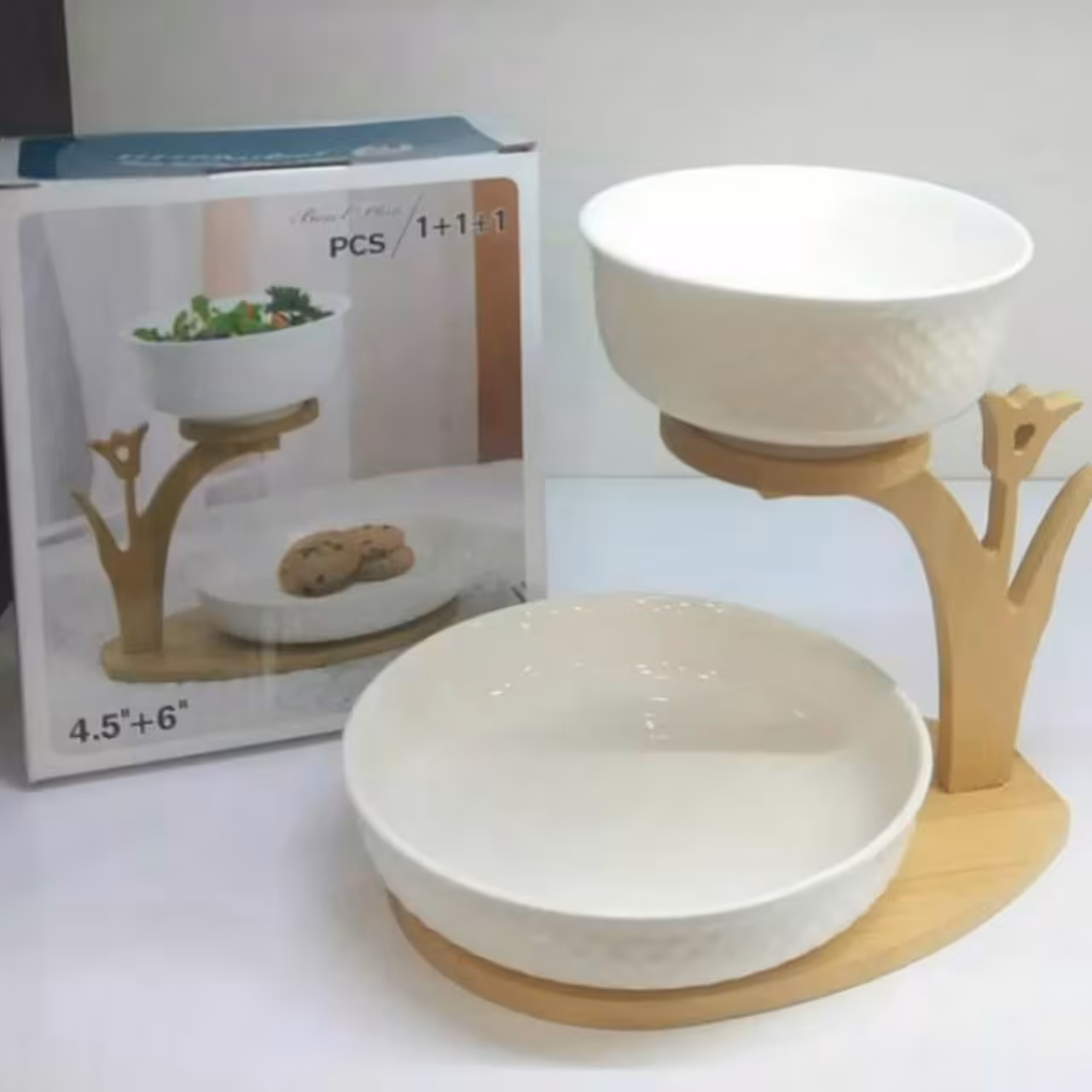 ظروف طبقاتی سرامیکی با پایه بامبو