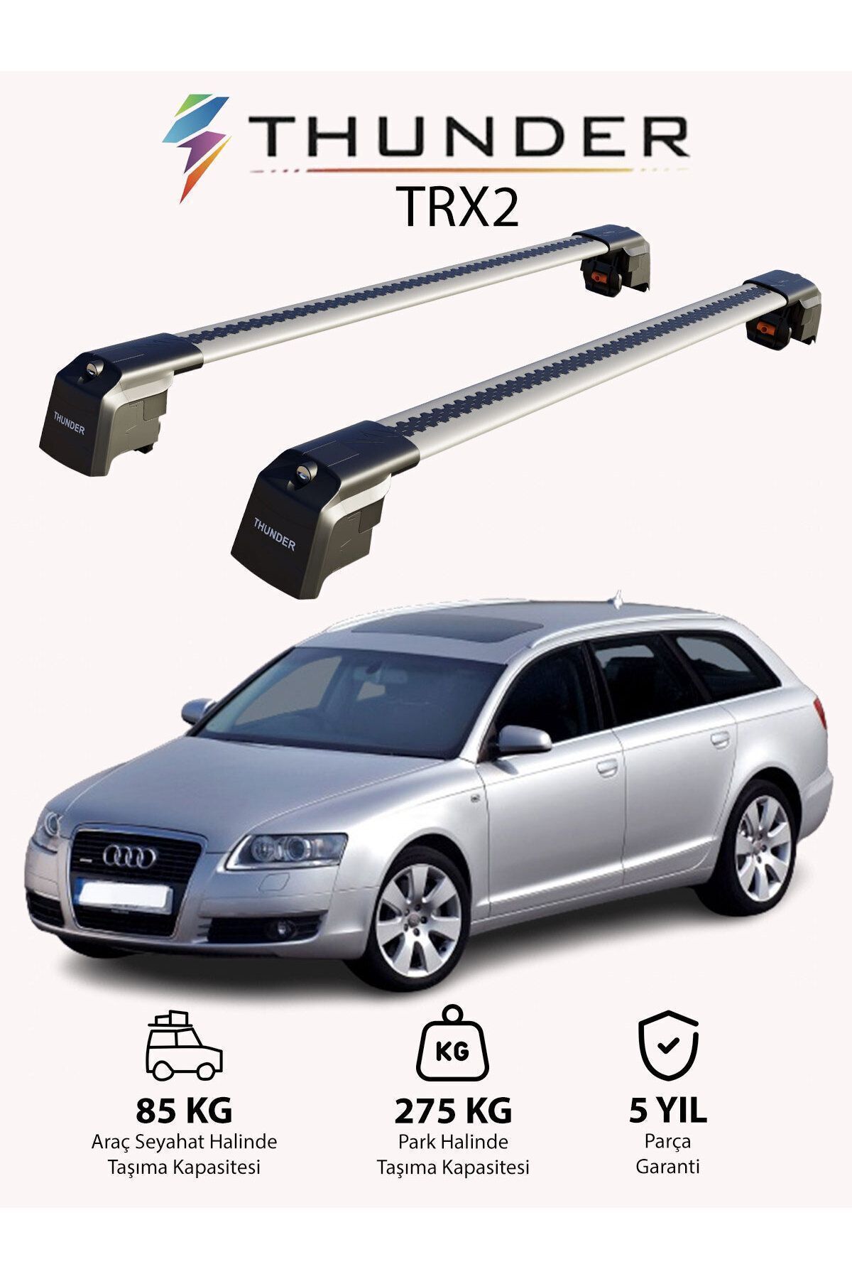 نوار محافظ خودرو خاکستری AUDI A6 AVANT 2005 2010 TRX2 CARRIER قفل جستجو SEART CARRIT SUILING CUILING GRAY Thunder