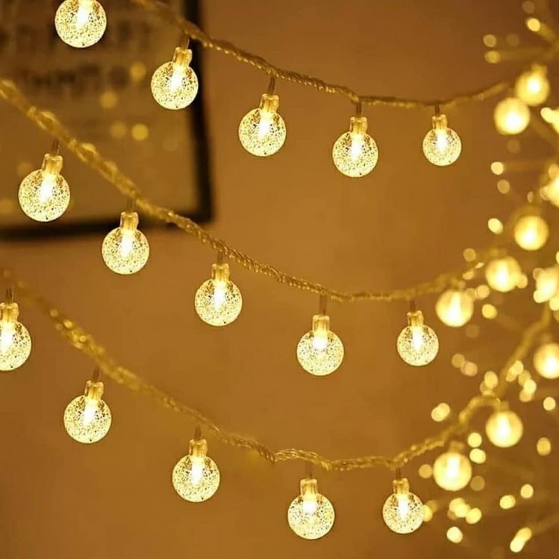 ریسه توپی (گرد)کریستالی 20 لامپ 3 متری آفتابی