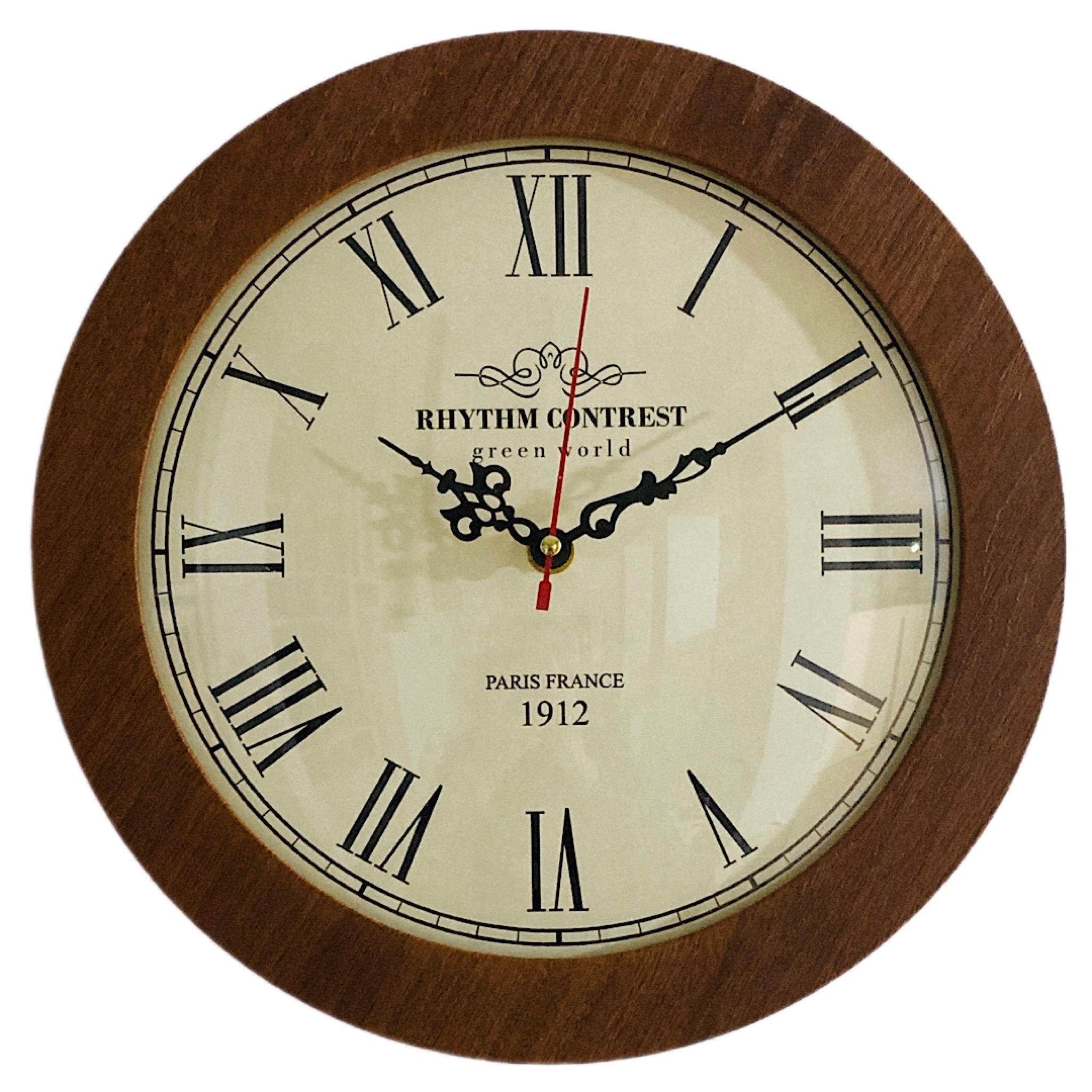 ساعت دیواری قاب تمام چوب قهوه ای سایز 30 سانتیمتر