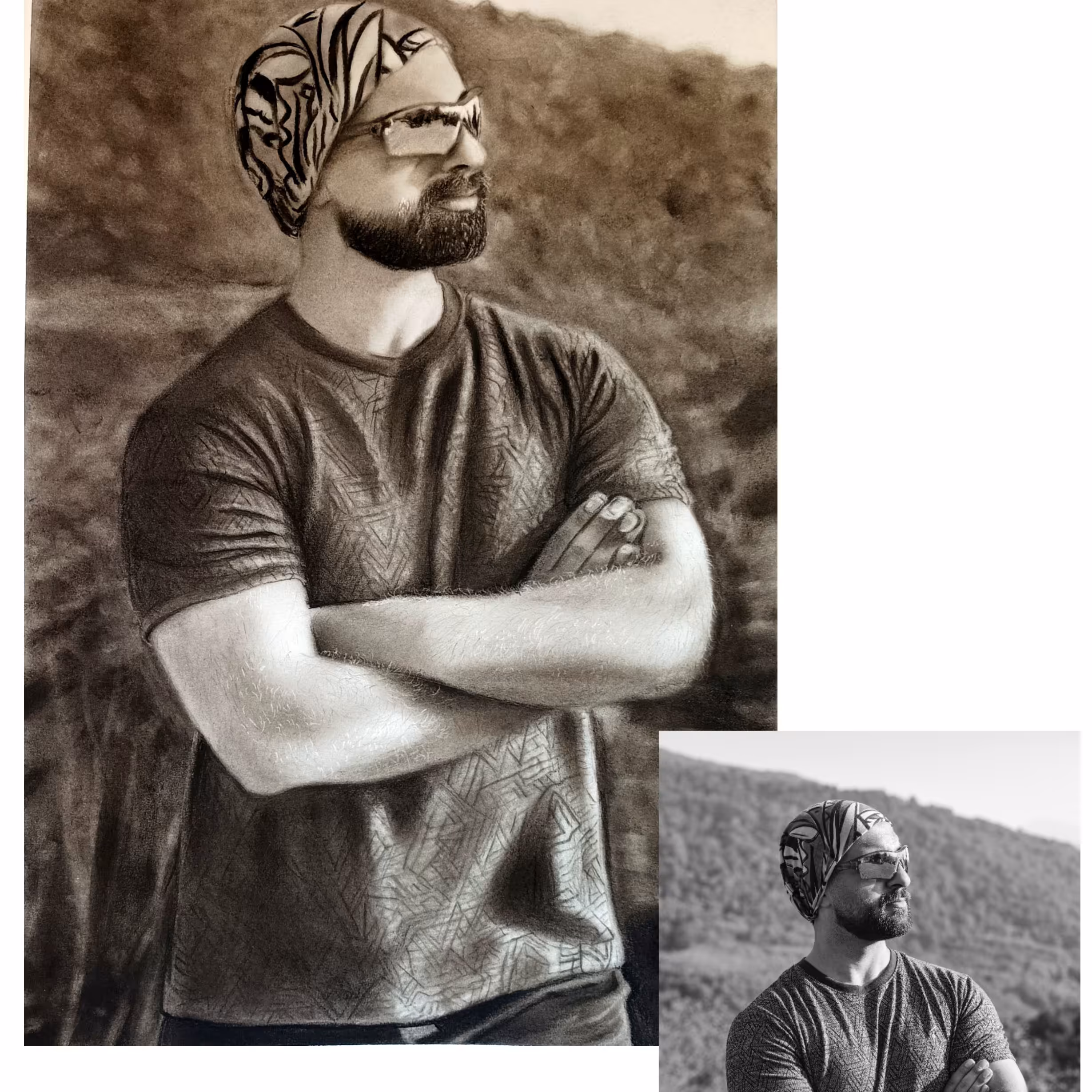 سفارش چهره سیاه قلم به سبک هایپررئال 