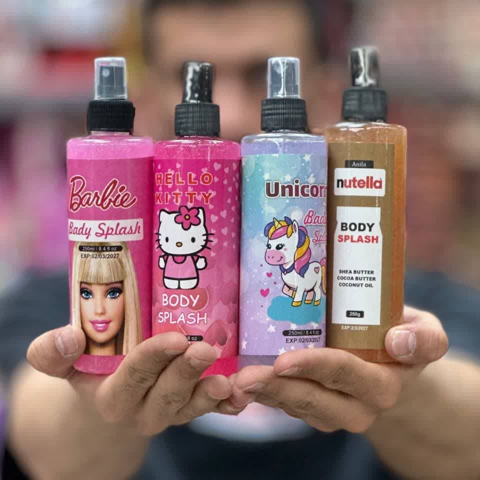 بادی اسپلش ،در 4 طرح ،دارای ماندگاری بالا ، رایحه های شیرین و دخترونه