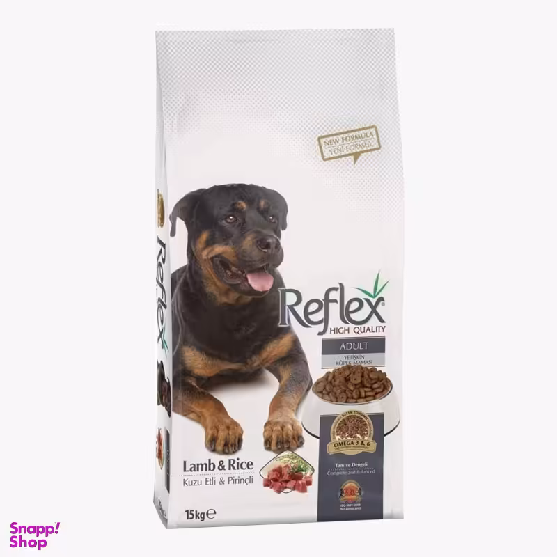غذای خشک سگ بالغ رفلکس (Reflex) با طعم بره و برنج مدل Reflex Adult Lamb & Rice وزن 15 کیلوگرم