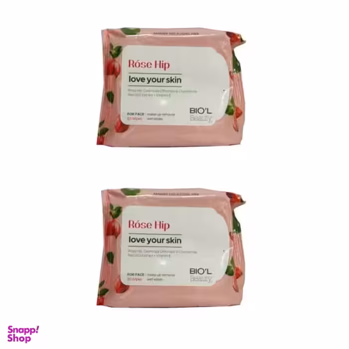دستمال مرطوب کننده بیول (Biol) مدل رزهیپ مجموعه 2 عددی