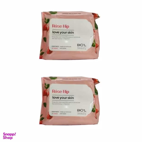 دستمال مرطوب کننده بیول (Biol) مدل رزهیپ مجموعه 2 عددی