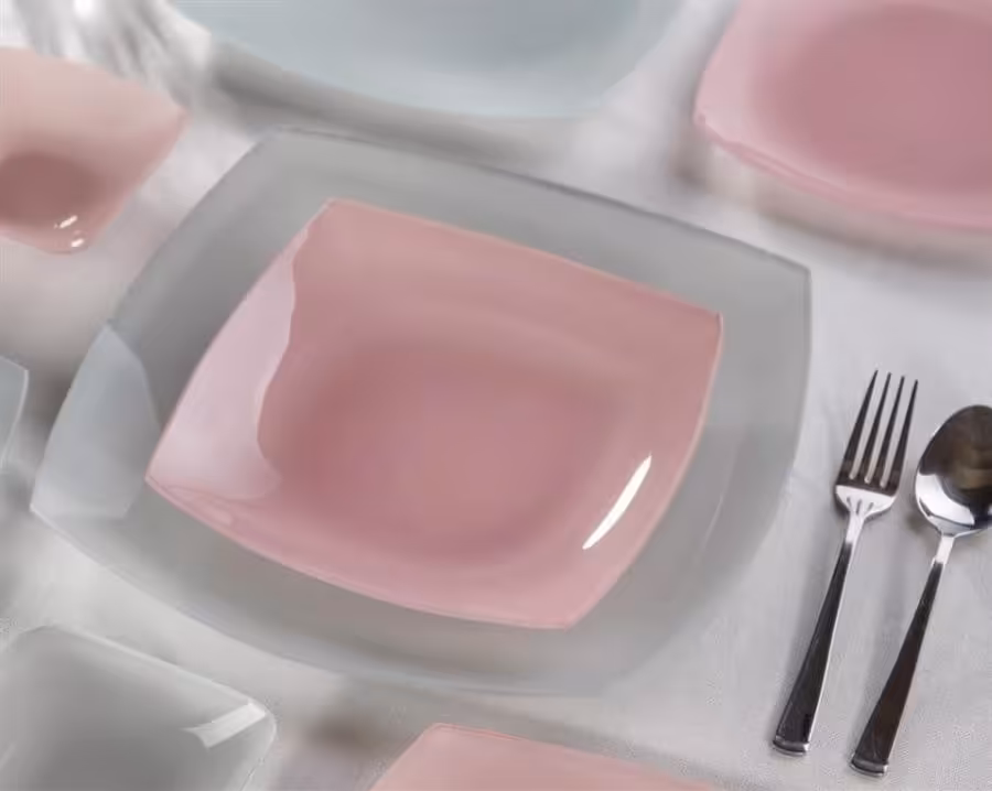 سرویس غذاخوری 27 پارچه آرکوفام صورتی-طوسی