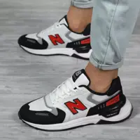 کتانی مردانه نیوبالانس NEWBALANCE سفید مشکی قرمز های کپی اسپرت