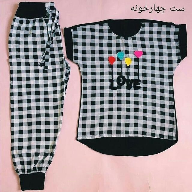 تیشرت شلوار چهارخونه نخی 
زنانه ودخترانه