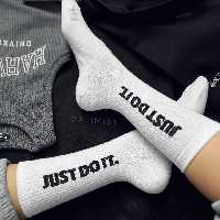 جوراب Just Do It ساقدار زمینه سفید اسپرت نخ پنبه