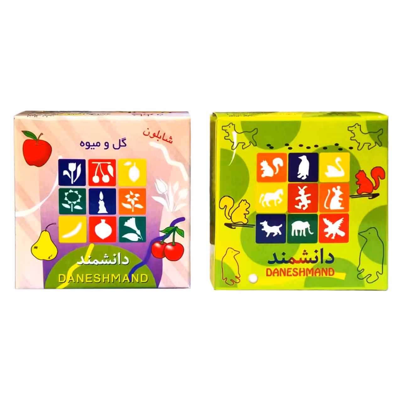 شابلون دانشمند مدل حیوانات همراه گل و میوه بسته 2 عددی