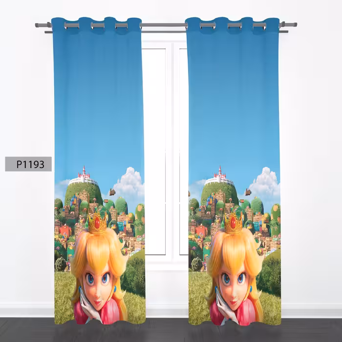 پرده هازان چاپی دوقواره دوخته شده پانچ شده هر قواره عرض 140ارتفاع 190 کد1193