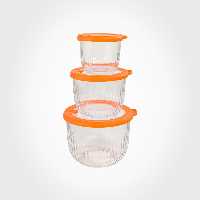 ست کاسه گرد شیشه ای دربدار شیاردار لیمون کد 2222