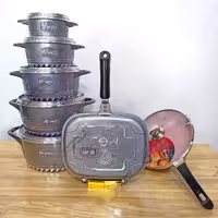 سرویس قابلمه گرانیتی 17 پارچه کف رینگی برند MGS خاکستری مدل 1713-C