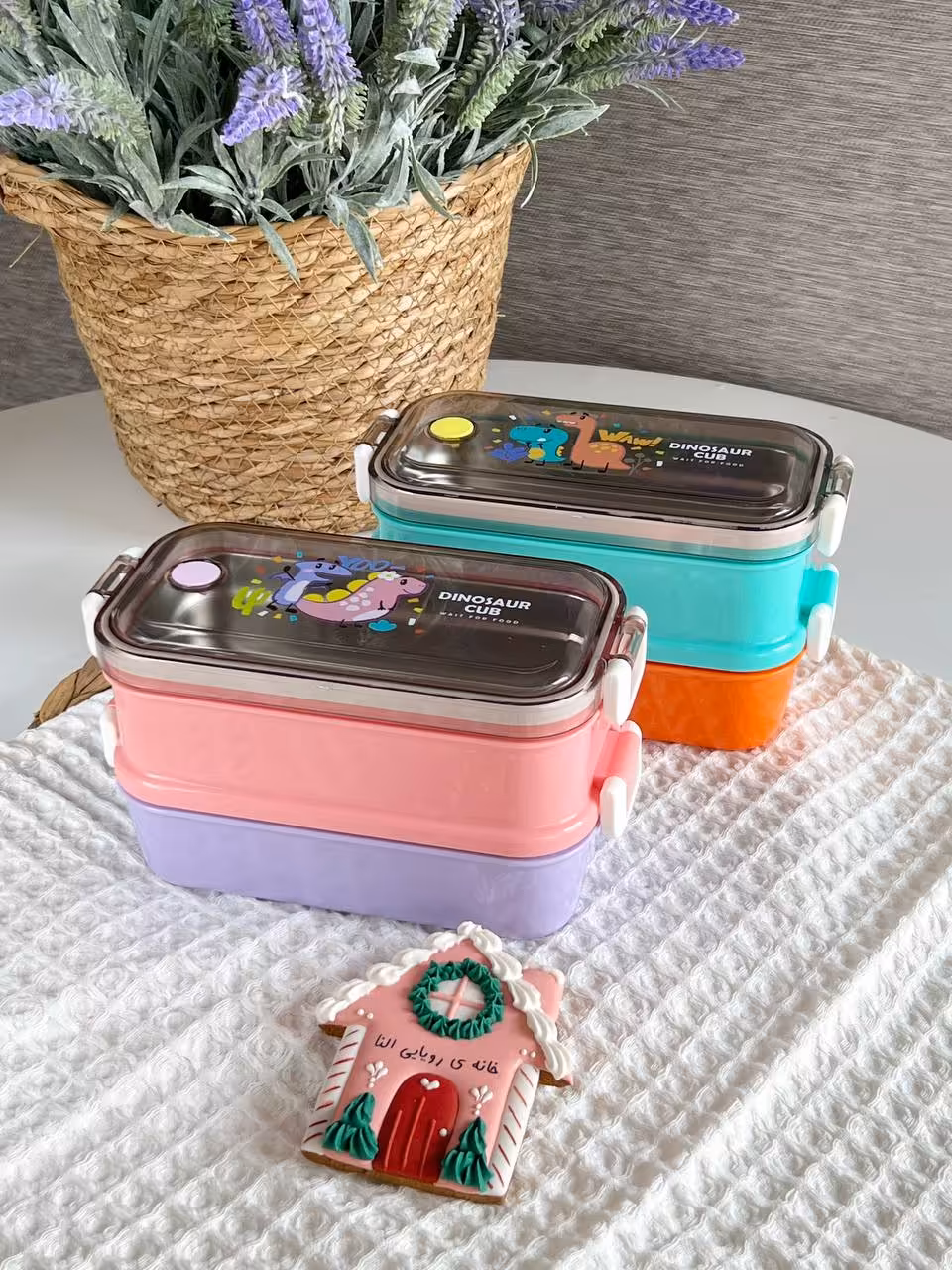 ظرف غذا داخل استیل دو طبقه طرح دایناسور کد 2149