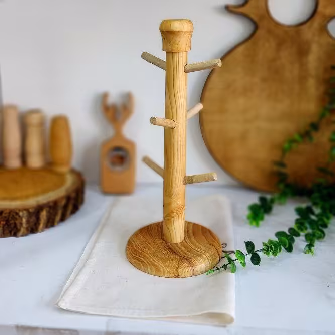 آویز فنجان چوبی    
