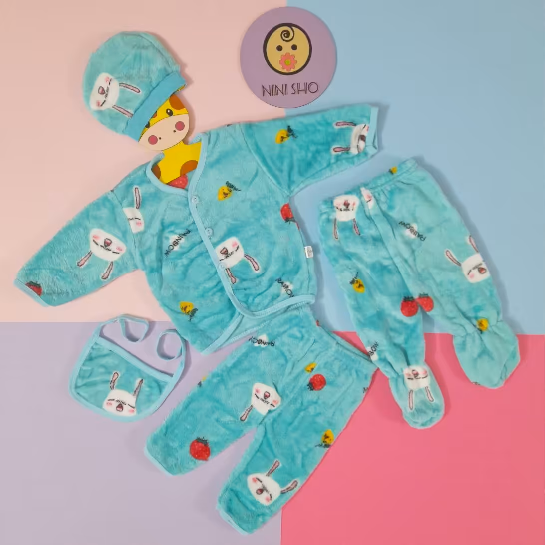 پنج تیکه  نوزادی حوله ای وارداتی سبزابی