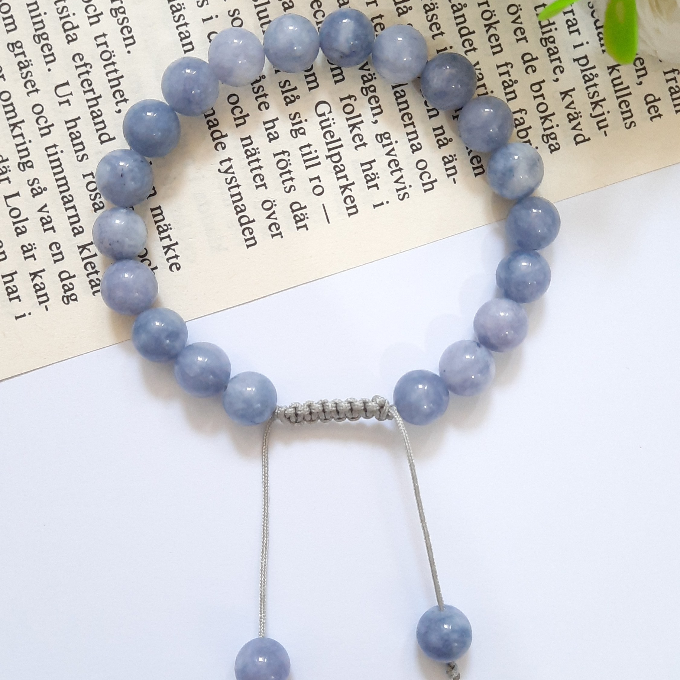 دستبند سنگ آنجلید درجه 1 با بند قابل تنظیم