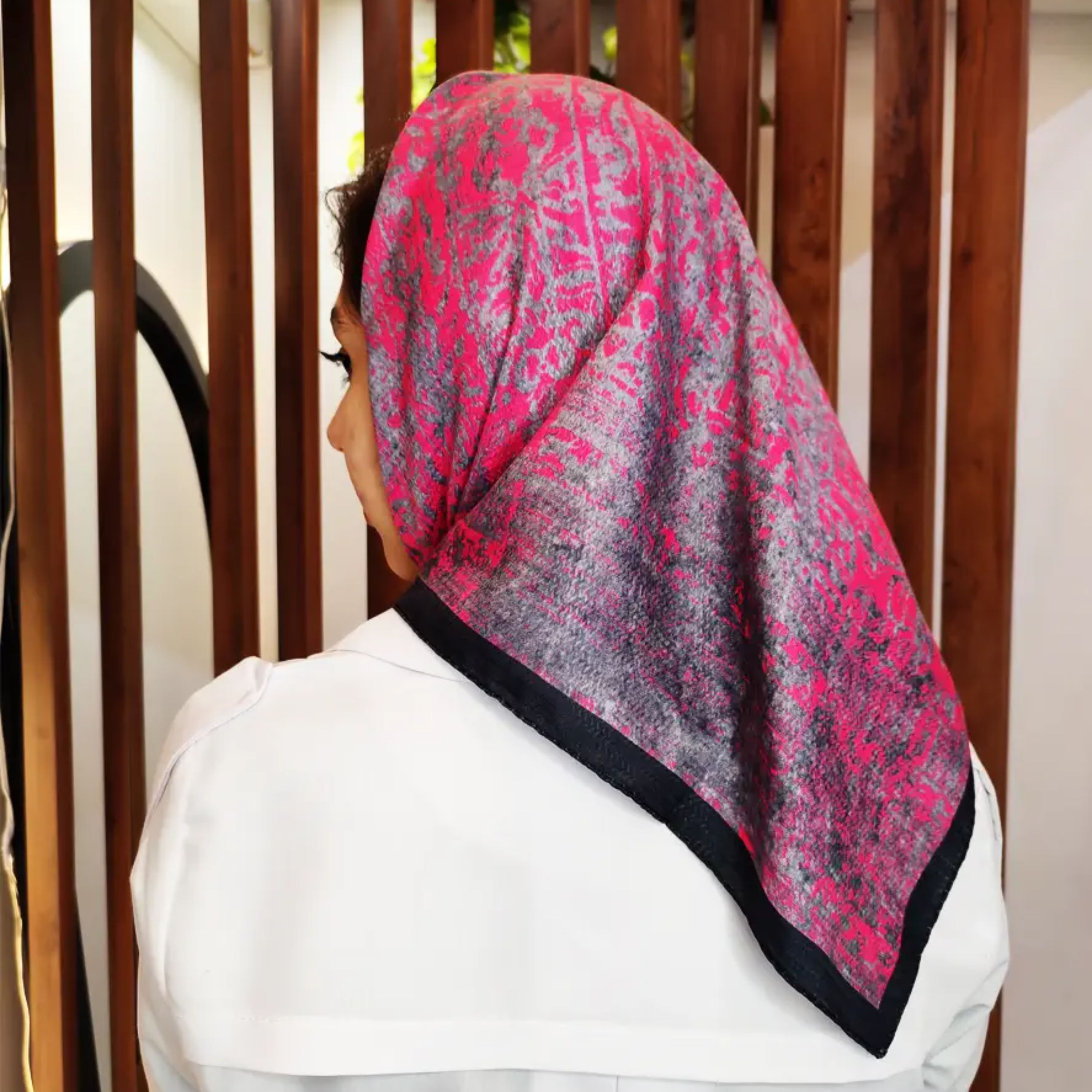 مینی اسکارف سرخابی طوسی نخی کد 6414