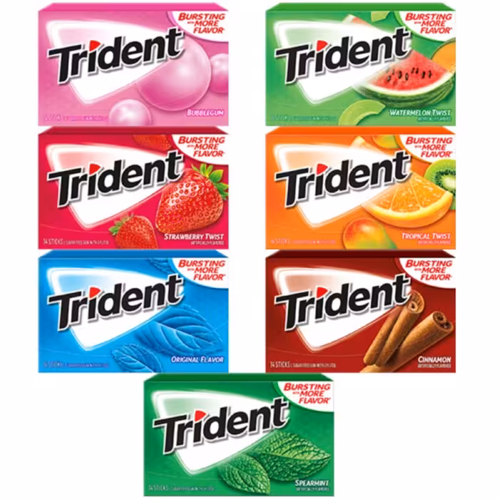 آدامس تریدنت در طعم های مختلف اصل 14 عددی Trident tropical chewing gum