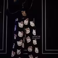 شلوار پیژامه هلو کیتی رنگ مشکی