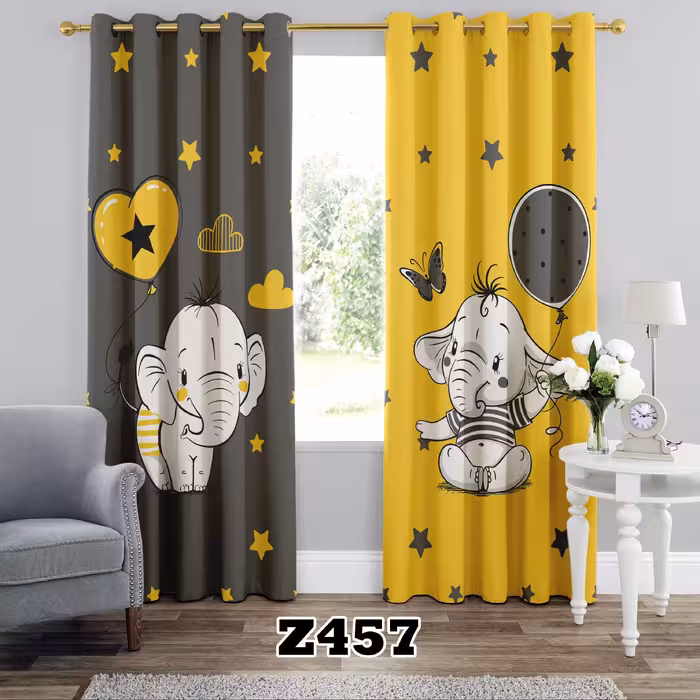 پرده چاپی طرح فیل کد Z457 تک قواره ارتفاع 300 عرض 140 سانت