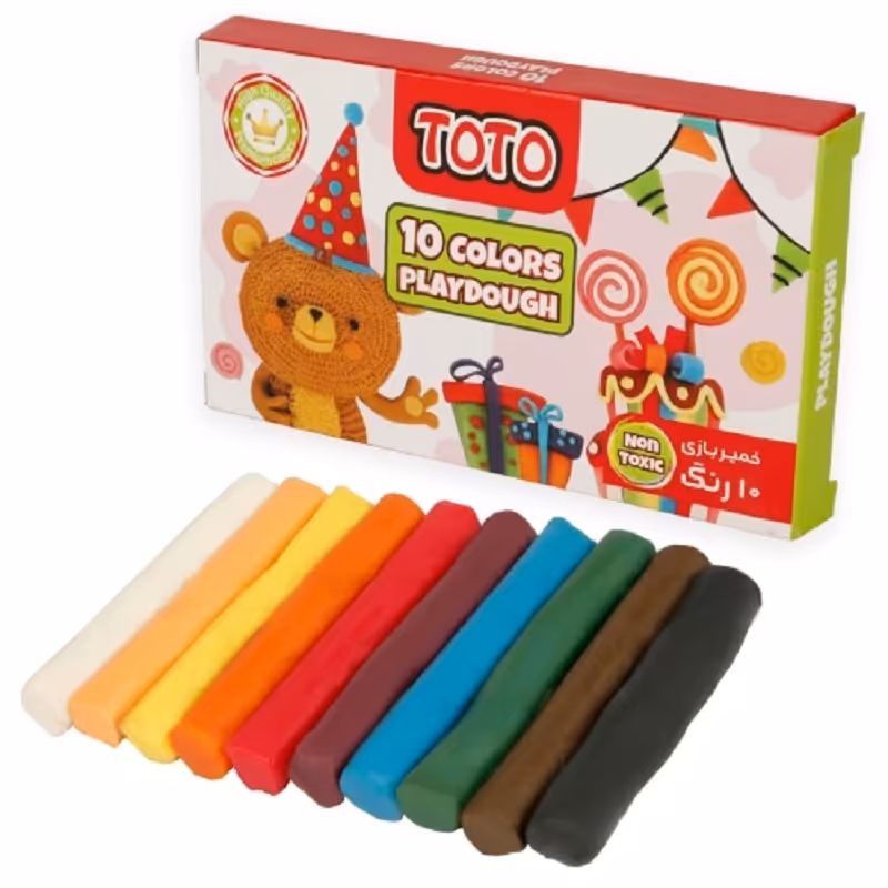 خمیر 10 رنگ توتو جعبه مقوائی