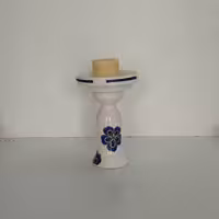 شمعدان و جاشمعی سرامیکی لعاب با طرح سنتی 