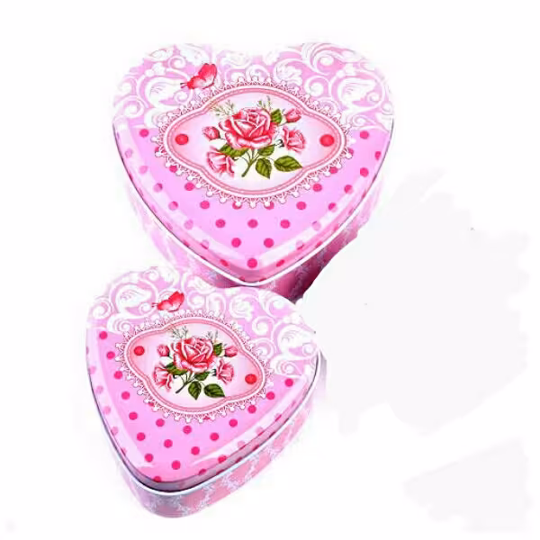 ست جعبه فلزی کادویی کوچک طرح قلب 2 تکه 
