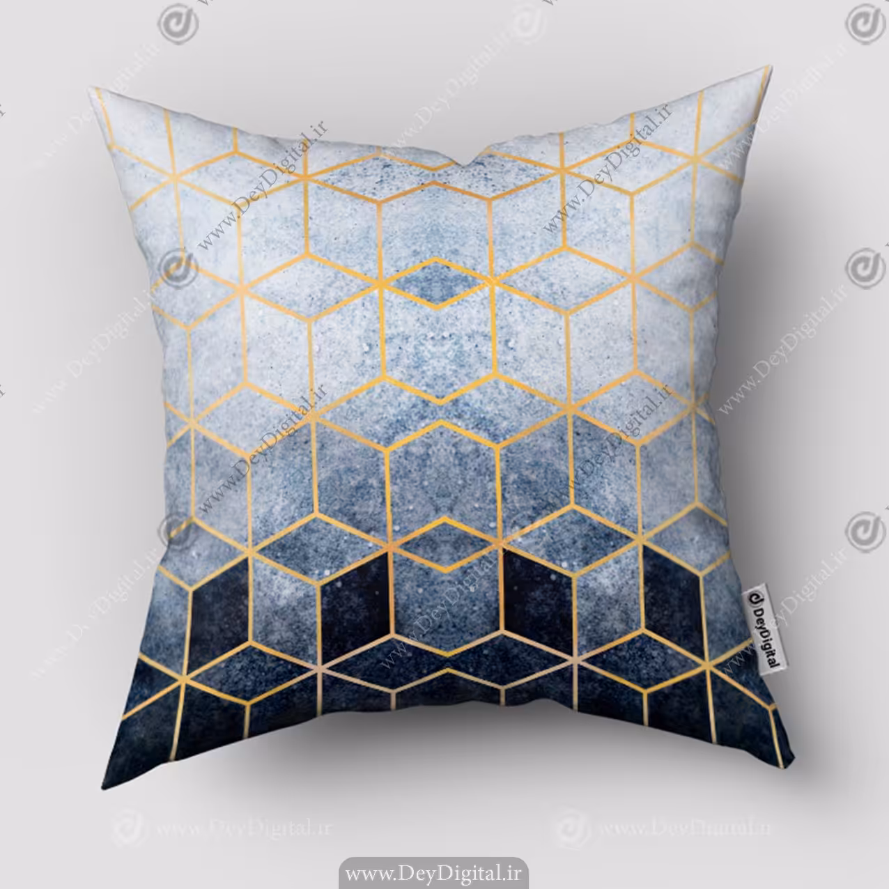 کوسن هندسی مکعبی طلایی سورمه ای SM-16002