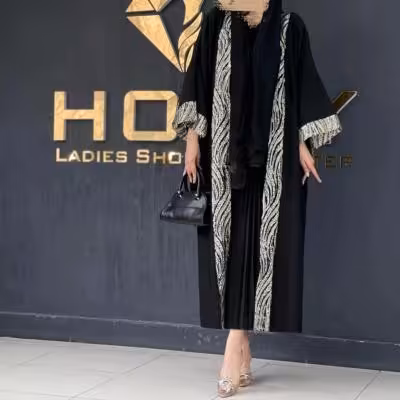 مانتو عبایی الیزه جلوباز طاووس (عیدانه)