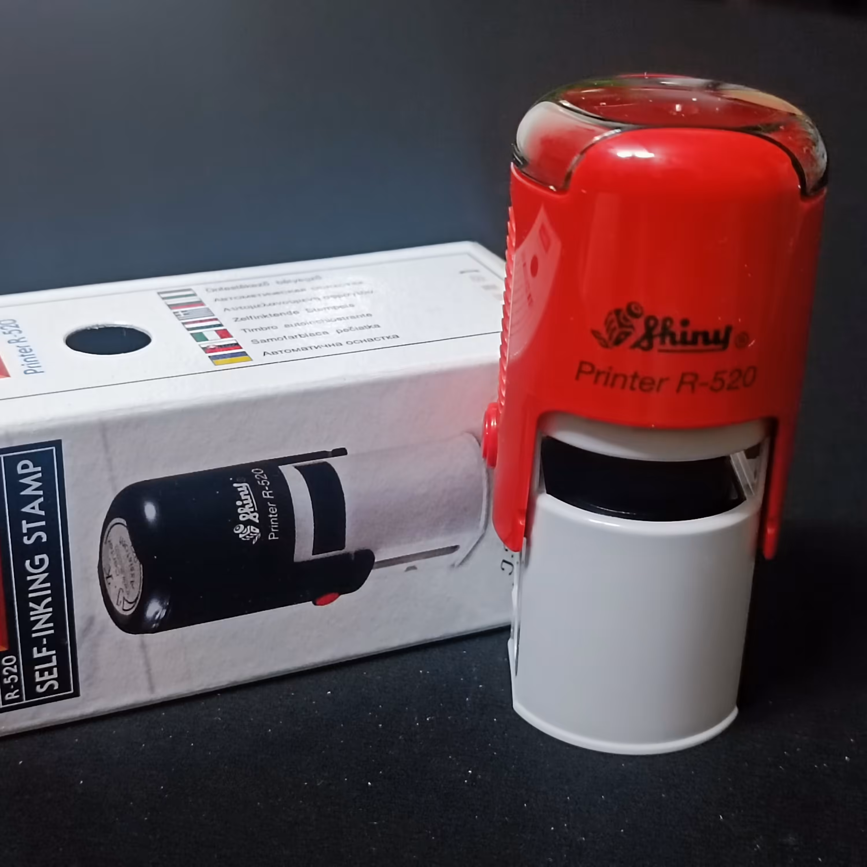 مهر ژلاتینی اتوماتیک دایره شاینی R520 قیمت همه مهر ها همراه با ساخت ژلاتین همه رنگ ها موجود سایز قطر دایره 20 mm