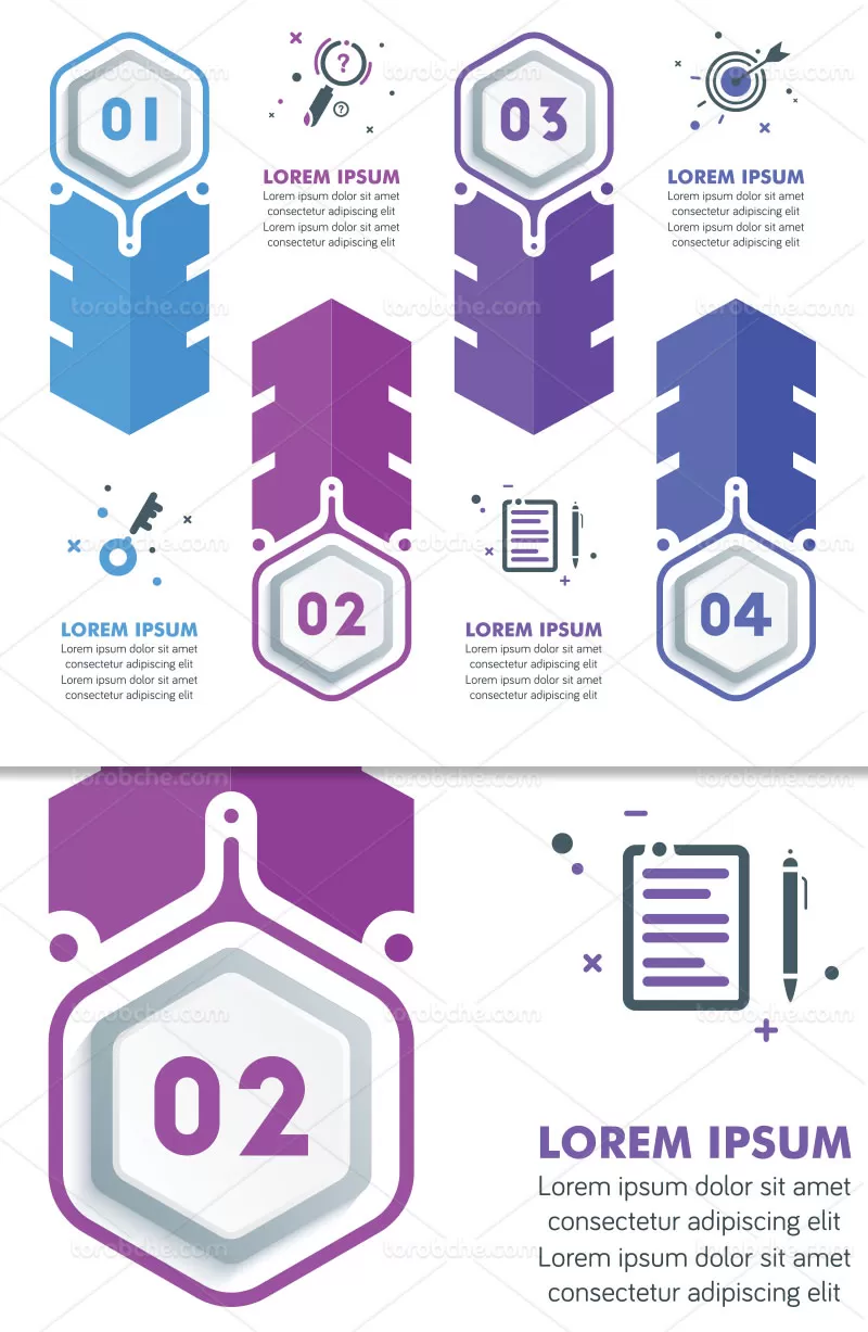 وکتور اینفوگرافیک 4 بخشی مدرن | گرافیک با طعم تربچه